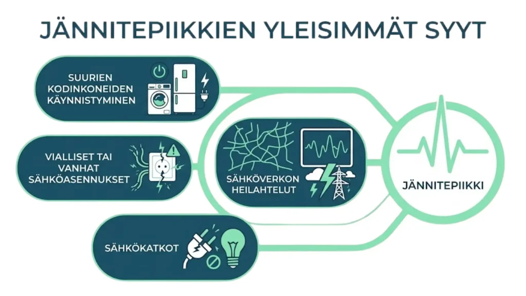 Jännitepiikkien syyt