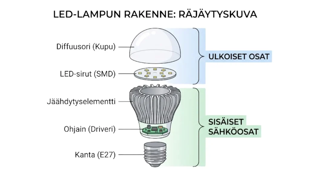 LED-lampun anatomia